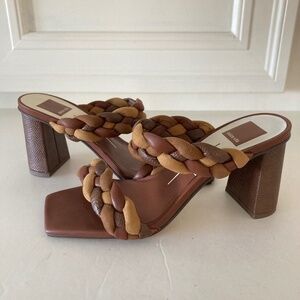 NWOT Dolce Vita Anthropologie Braided Brown/Tan Leather Heels